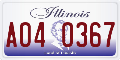 IL license plate A040367