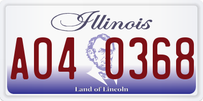 IL license plate A040368