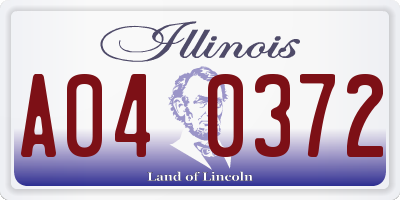 IL license plate A040372