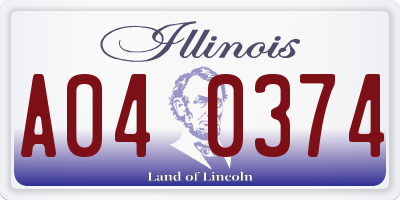 IL license plate A040374