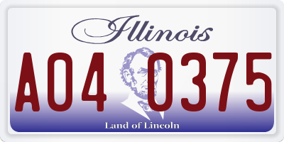 IL license plate A040375