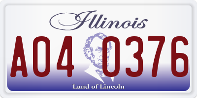 IL license plate A040376