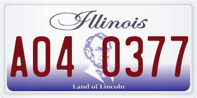 IL license plate A040377
