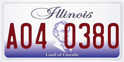 IL license plate A040380