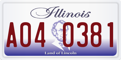 IL license plate A040381