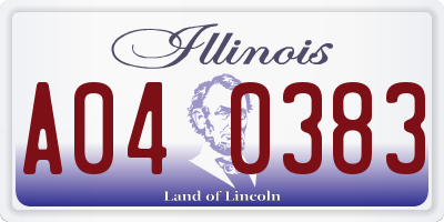 IL license plate A040383
