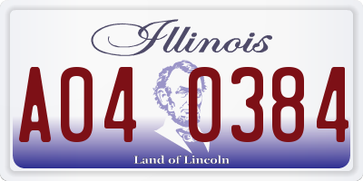 IL license plate A040384