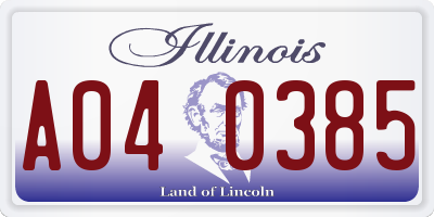 IL license plate A040385