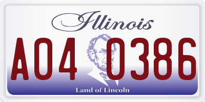 IL license plate A040386