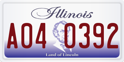 IL license plate A040392