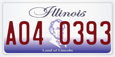 IL license plate A040393