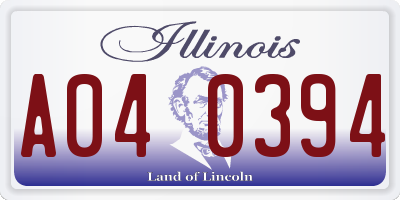 IL license plate A040394