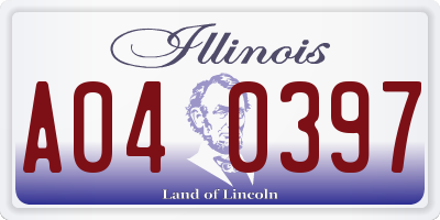 IL license plate A040397