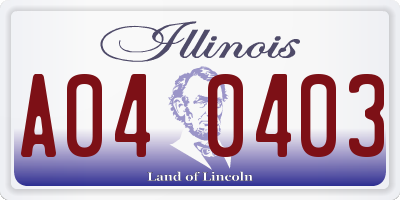 IL license plate A040403