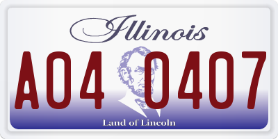 IL license plate A040407