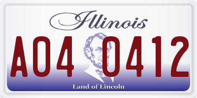 IL license plate A040412