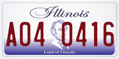 IL license plate A040416