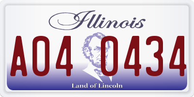 IL license plate A040434