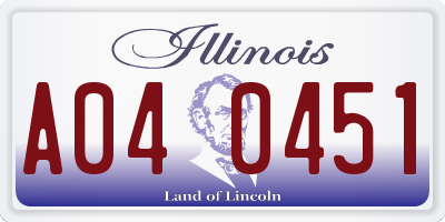 IL license plate A040451