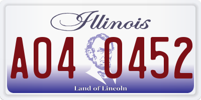 IL license plate A040452