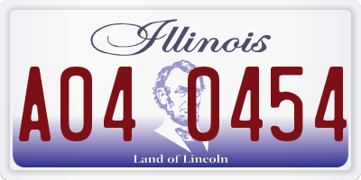 IL license plate A040454