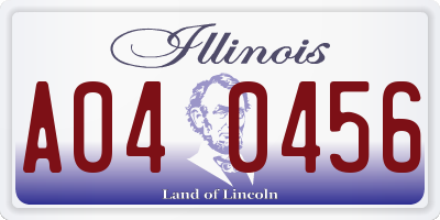 IL license plate A040456