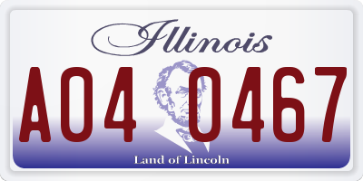 IL license plate A040467