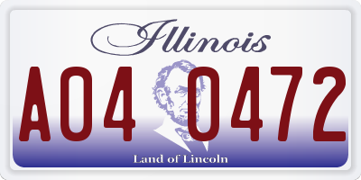 IL license plate A040472