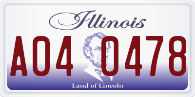 IL license plate A040478