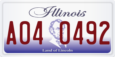 IL license plate A040492