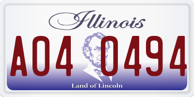 IL license plate A040494