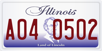 IL license plate A040502