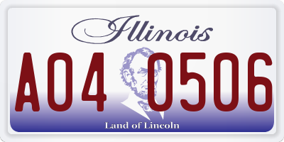IL license plate A040506