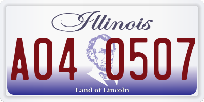 IL license plate A040507