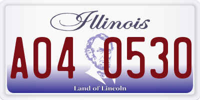 IL license plate A040530