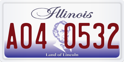IL license plate A040532