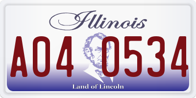 IL license plate A040534