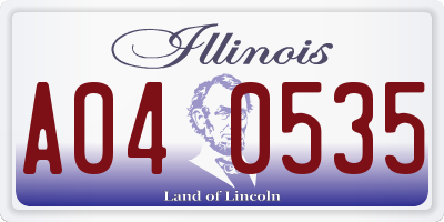 IL license plate A040535