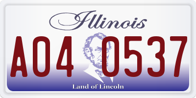 IL license plate A040537