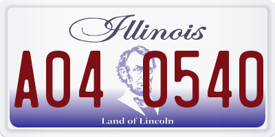 IL license plate A040540