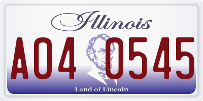 IL license plate A040545