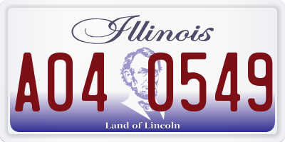 IL license plate A040549