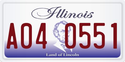 IL license plate A040551