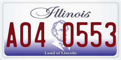 IL license plate A040553