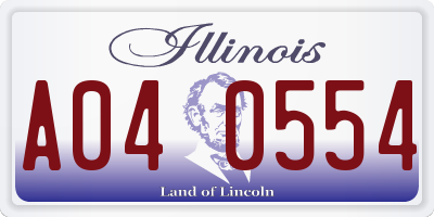 IL license plate A040554