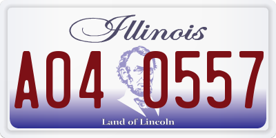 IL license plate A040557