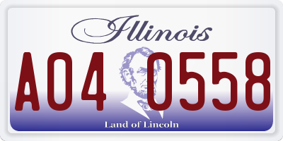IL license plate A040558