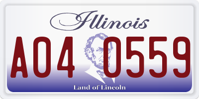 IL license plate A040559