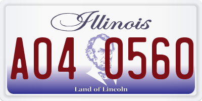IL license plate A040560