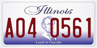 IL license plate A040561